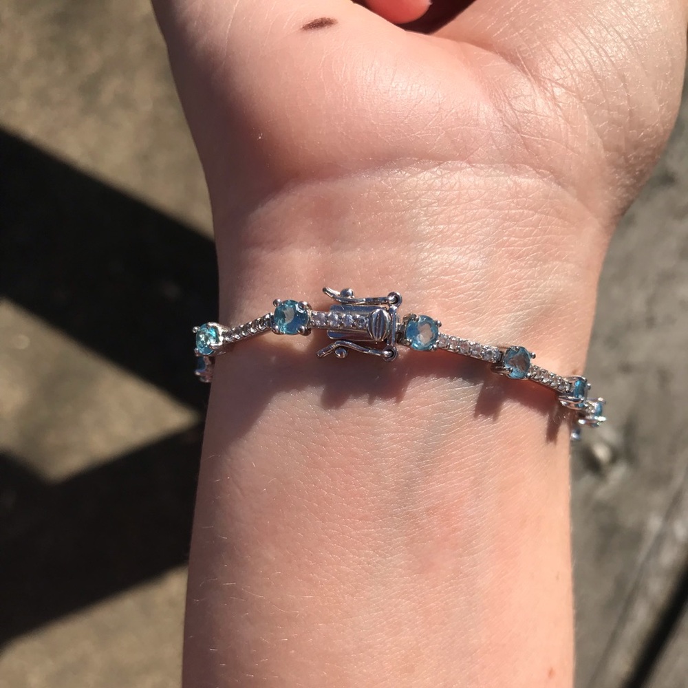 ***SOLD***Zales Blue Topaz Tennis Bracelet - Picture 2 of 6